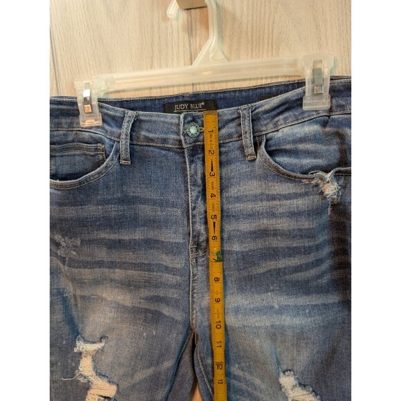 Judy Blue Jeans Womens 13/31 Skinny Fit Medium Wash Slim Casual Distressed Pants - Picture 10 of 11
